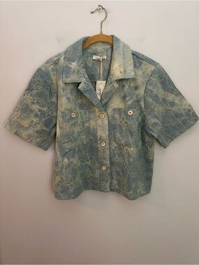 Mystree Short Sleeve Denim Top Small Light Blue NWT
